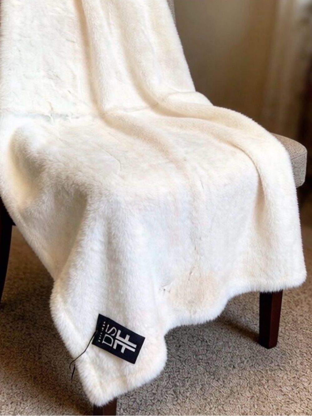 Fabulous Furs White Tone Plush Faux Fur Throw Blanket by Donna Salyers